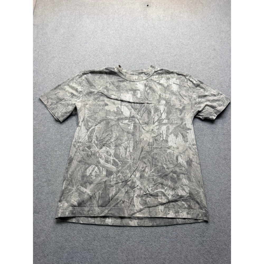 Mens Grey Camouflage Short Sleeve Crewneck T-Shirt Tree Bark Camo Size M